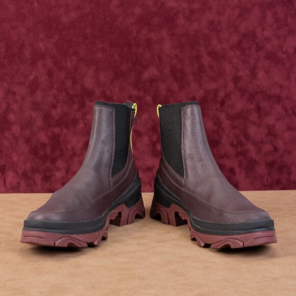 Sorel Women Brex Waterproof Burgundy Leather Chelsea Ankle Boots size 11 - Picture 2 of 8